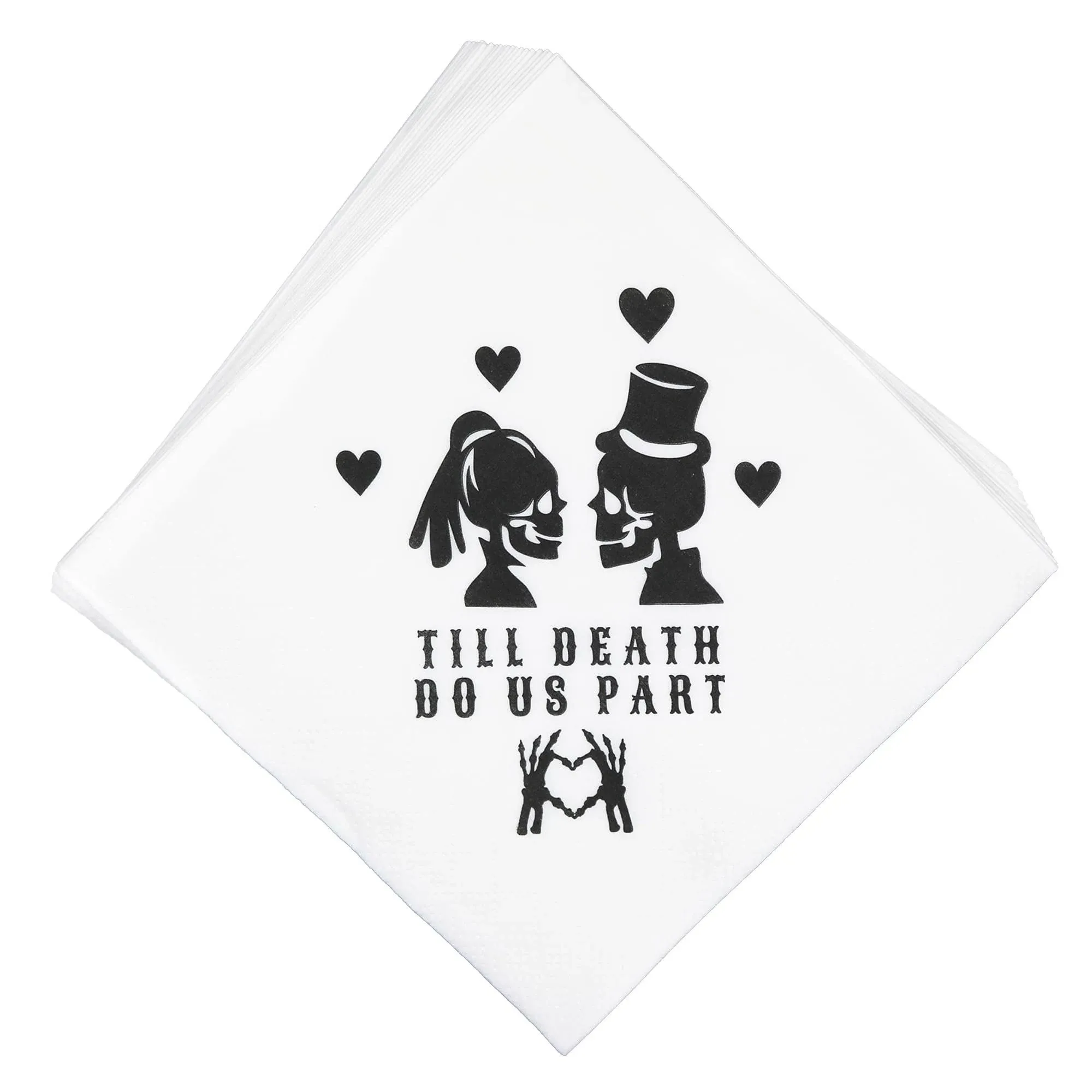 Till Death Do Us Part Napkins, Till Death Do Us Part Wedding Decorations,Till Death Do Us Party Bachelorette Decorations,Halloween Bachelorette Wedding Engagement Party Decorations (5 x 5 In, 50-Pack)