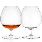 Luxbe - Brandy & Cognac Crystal Glasses Snifter, Set of 2 - Large Handcrafted - Crystal Glass - Bourbon - Wine - 25.5-Ounce