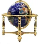 Geography 14in Blue Lapis Gemstone Globe with Gold Stand