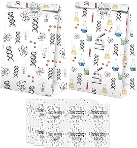 BonBeeDesign Science Party Favors Candy Bags with Stickers - Science Goodie Gift ...