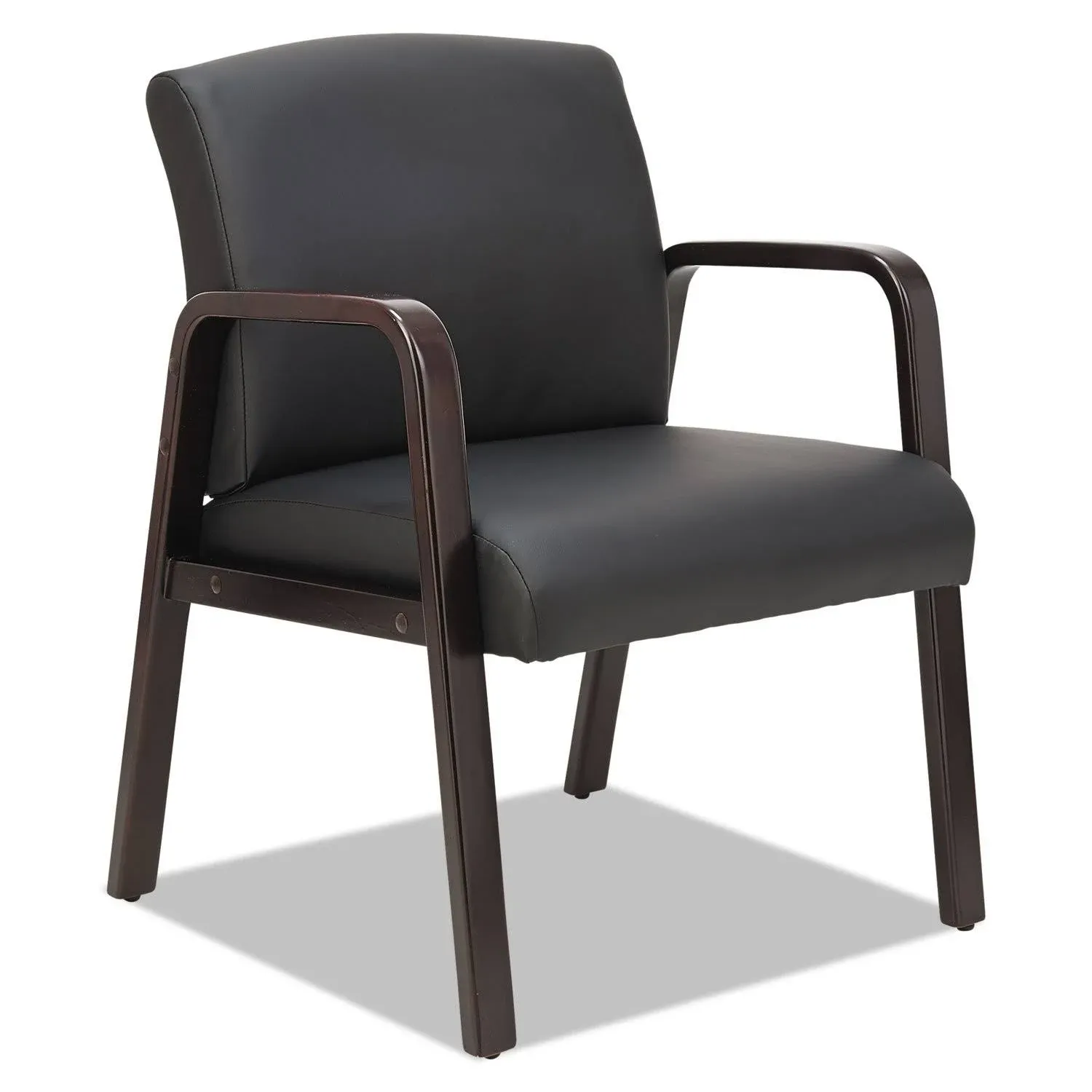 Alera Reception Lounge Series Guest Leather Chair, Espresso/Black