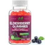 Elderberry Sambucus Gummies with Vitamin C, Echinacea, Propolis (100 Count) Immune Support for Adults & Kids Extra Strength, Great Tasting Raspber