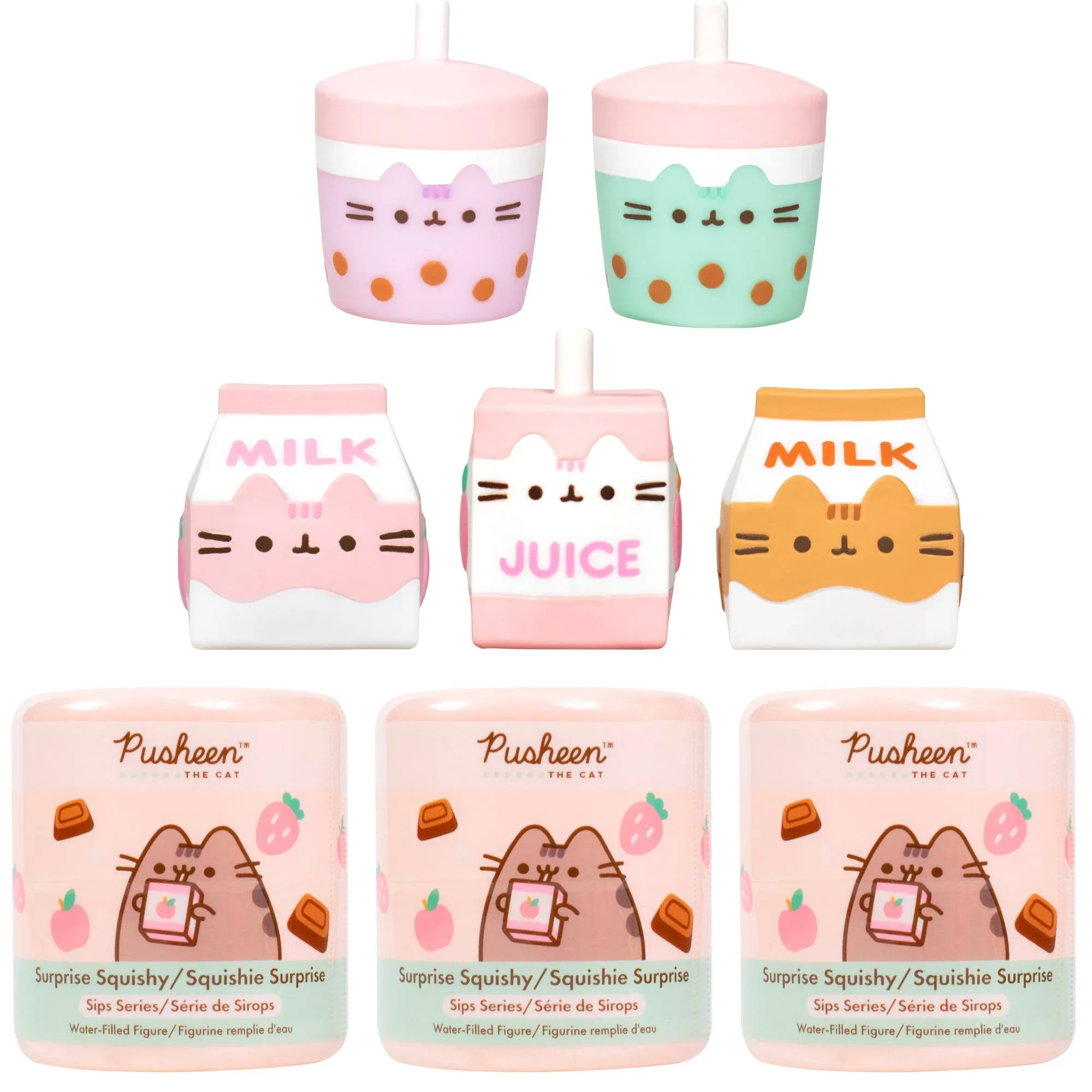 Hamee Pusheen the Cat Cute Water Filled Surprise Capsule Squishy Toy [Series 4] [Pusheen Sips] [Birthday Gift Bag, Party Favor, Gift Basket Filler, Stress Relief Toy] – 3 Pc. (Mystery – Blind Capsule)