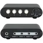 TENEALAY 4-Way 3.5mm Stereo Audio Switch Input Signal Source Switcher Selecto...