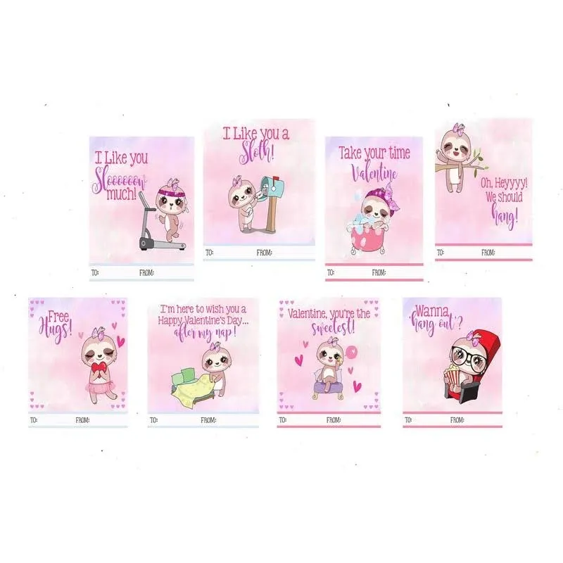 Silly Goose Gifts Sloth Trendy Themed Valentine's Day Cards (24 Included)