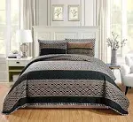 GrandLinen 7 Piece Queen Size Brown Black White Animal Print Safari Comforter Set. Leopard, Zebra, Cheetah Velvet Bedding with Accent Pillows and Bed Skirt