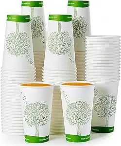 ECOLipak 210 Count 16 oz Compostable Cups, Biodegradable Disposable Paper Cups with PLA Lined, Eco-Friendly Paper Coffee Cups for Party, Picnic