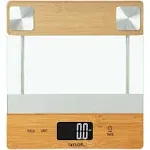 Taylor Digital 11 Pound Glass/Bamboo Household Kitchen Scale and Food Scale in Natural Wood