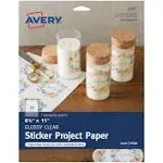 Avery Printable Sticker Paper, 8.5&#034; x 11&#034;, Laser &amp; Inkjet Printers, Glossy Cl...