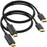 DisplayPort to HDMI Cable 6 Feet 2-Pack, Thin Display Port DP to HDMI Adapter ...