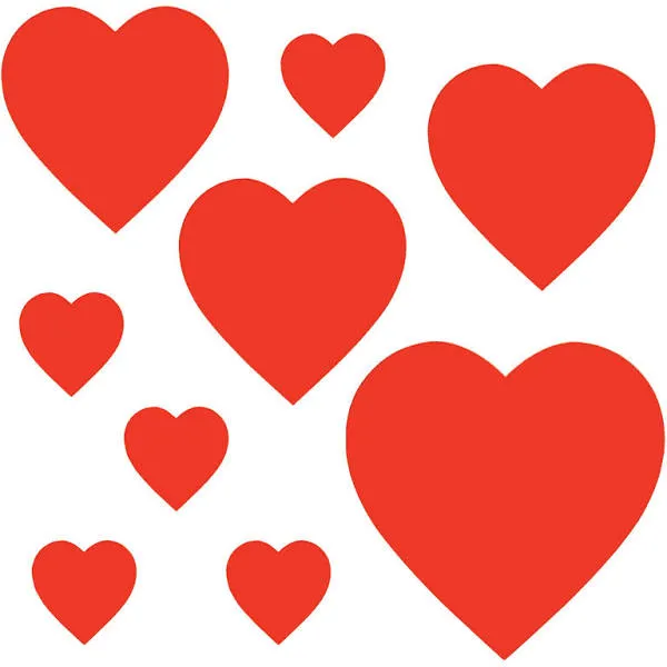 Red Heart Cutouts (9 Count) - Paper