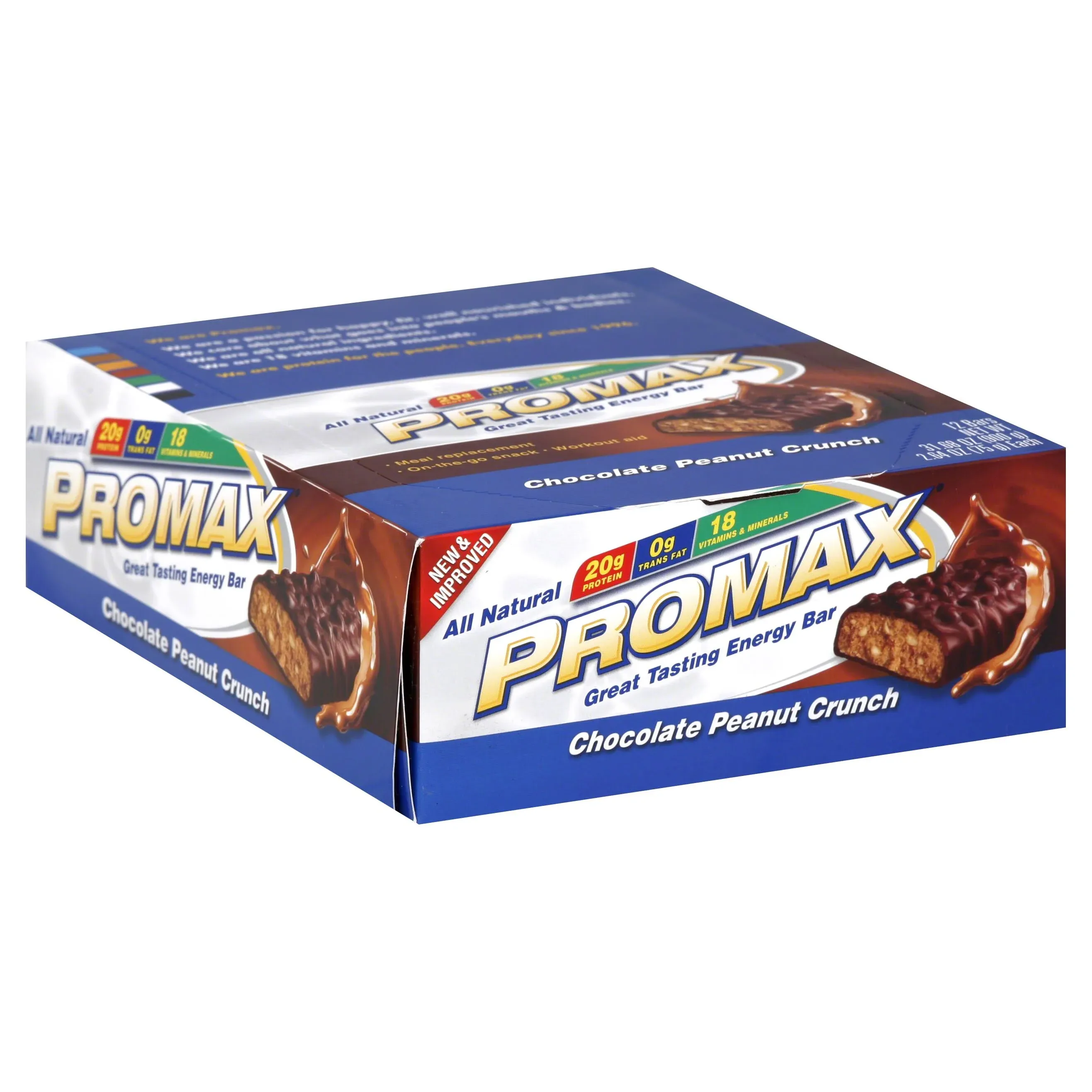 Promax Energy Bar, Chocolate Peanut Crunch - 12 pack, 2.64 oz bars