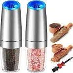 Enutogo Electric Salt and Pepper Grinder Set, Gravity Automatic Mill Salt and Pepper with Adjustable Coarseness, Battery Powered with LED Light, One