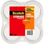 Scotch Long Lasting Storage Packaging Tape, 1.88" x 54.6 yd, Designed for Storage and Packing, Stays Sealed in Weather Extremes, 3" Core, Clear, 4 Rolls (3650-4)