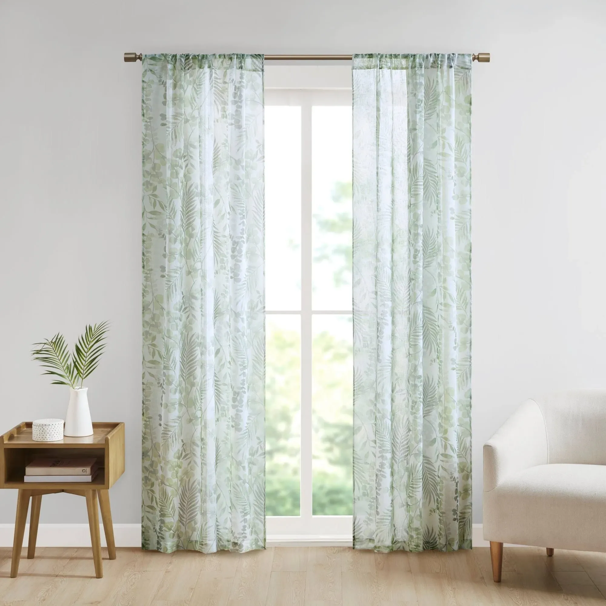 Madison Park Tulia Botanical Printed Texture Sheer Window Curtain Pair - 95 ...