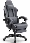 Dowinx Gaming Chair Fabric with Pocket Spring Cushion, Massage Game Chair Cloth with Headrest, Ergonomic Computer Chair with Footrest 290LBS, Dark