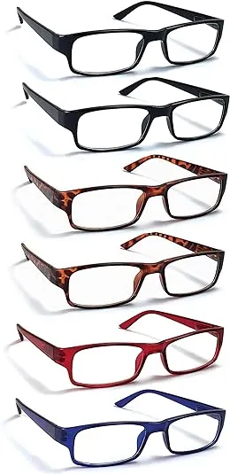 Boost Eyewear Reading Glasses, +1.5 Rectangular Frames Assorted Colors (27150)