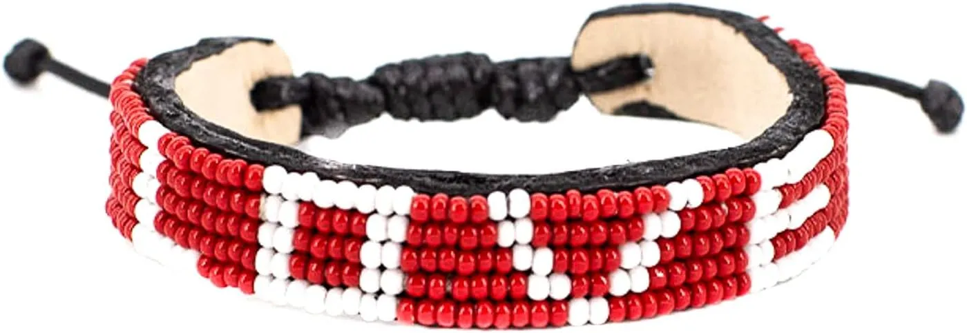 Ubuntu Life Love Beaded Woven Bracelet in Red at Nordstrom