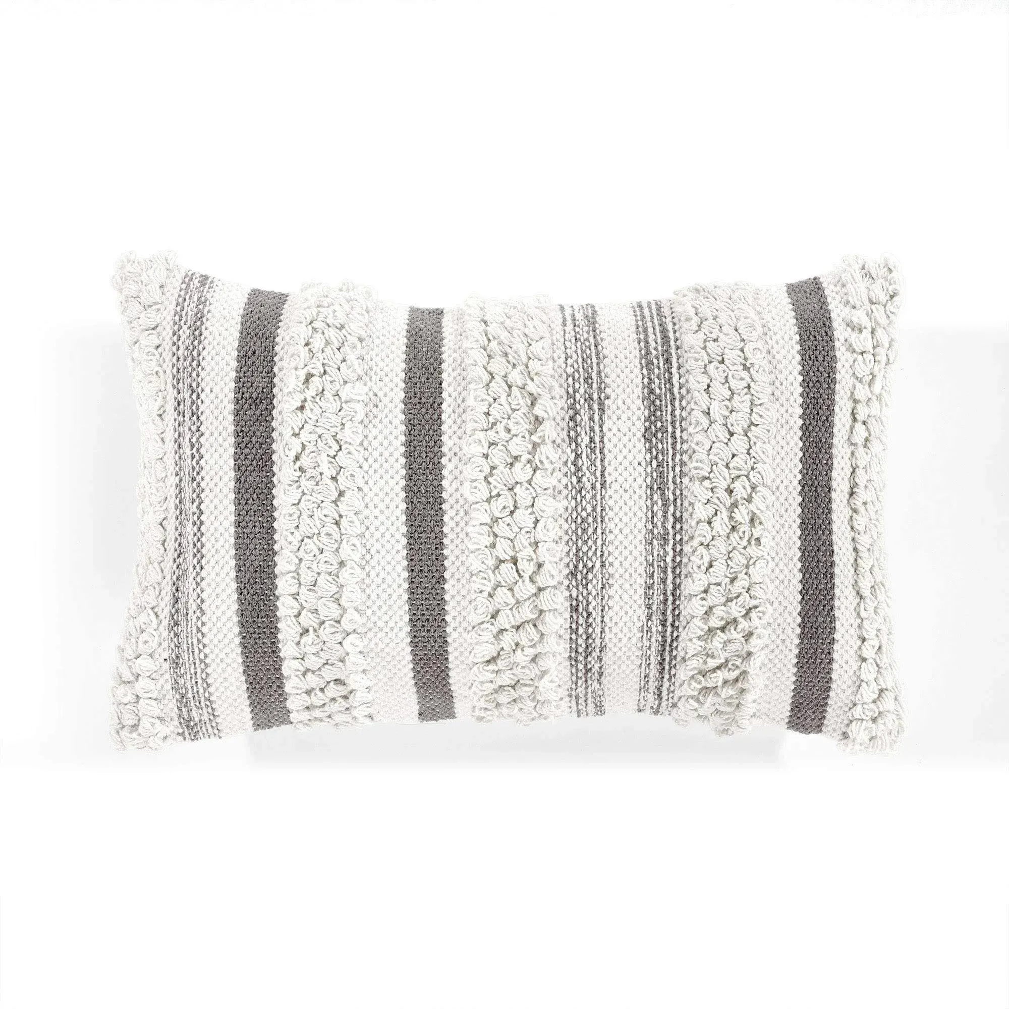 Lush Decor Bria Stripe Decorative Pillow Single Cover, 13" x 20", Gray