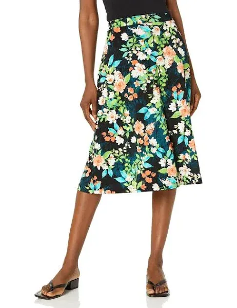 Kasper Women's Printed Ity Midi Flared Skirt