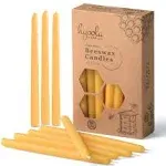 Hyoola Thin Beeswax Taper Candles - 25 Pack - Handmade, All Natural, 100% Pure Scented Bee Wax Candle - Tall, Decorative, Golden Yellow - 6” Tall - Handmade in The USA