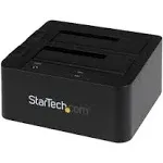 StarTech.com Dual-Bay USB 3.0 / eSATA to SATA Hard Drive Docking Station, External 2.5/3.5" SATA I/II/III, SSD/HDD Docking Station, Hot-Swap Hard Drive Bays, Top-Loading (SDOCK2U33EB),Black