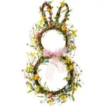 24.5"H Easter Bunny Shaped Wreath With Eggs and Satin Ribbon Bow - Rustic - Wreaths And Garlands - by Glitzhome | Houzz