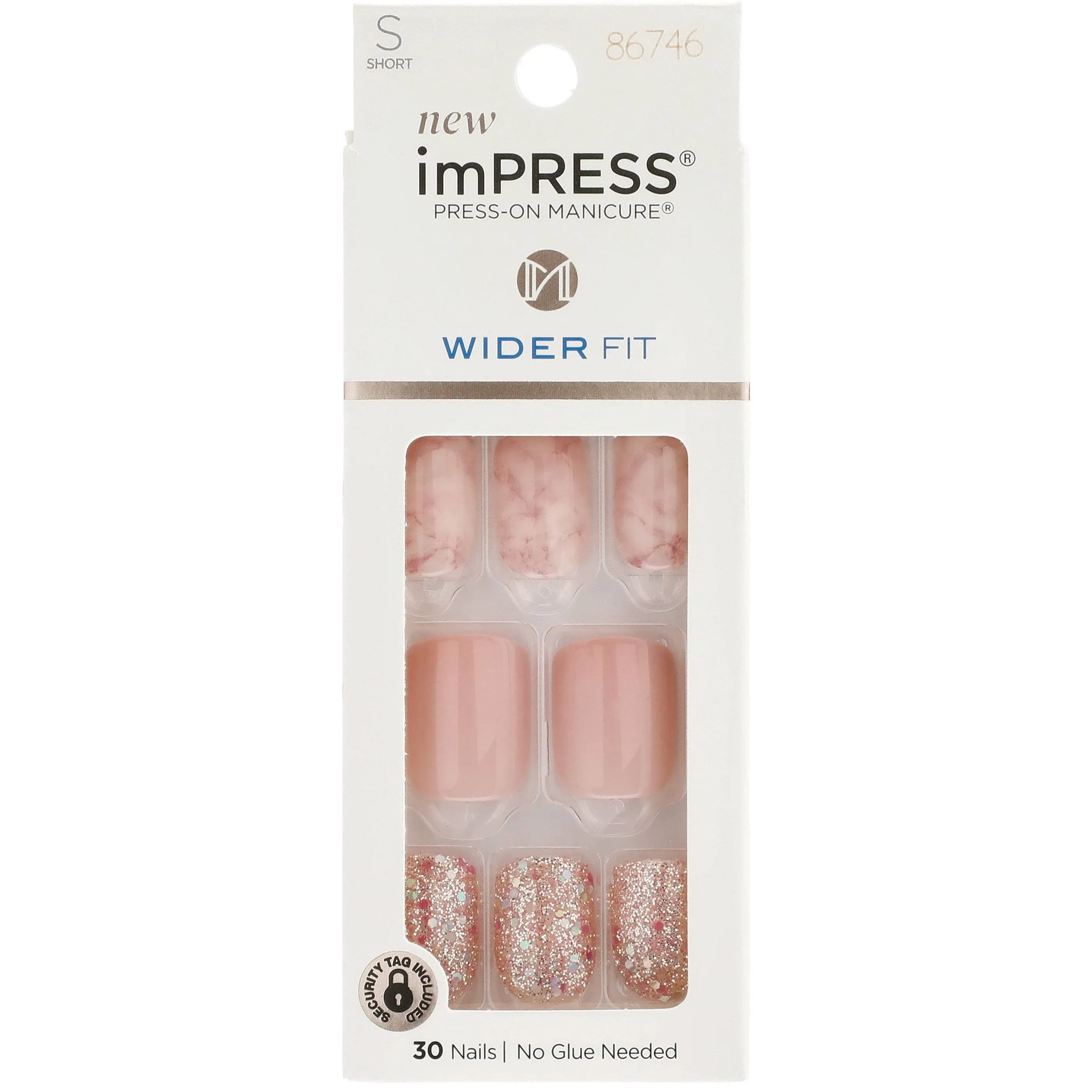 Impress Press-On Manicure Nails, Wider Fit, Short - 30 nails