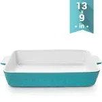 Ceramic Baking Dish, Casserole Dish for Oven, Lasagna Pan Deep, 9x13 Baking Pan with Handles, Porcelain Bakeware for Lasagna, Baking, Cooking, Kitchen, Daily Use, Wedding Gift (Aquamarine)