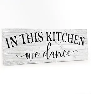 In this Kitchen, we dance Farmhouse Rustic Wall Art Kitchen Sign Home Decor Wood Sign Gift 6x18 B3-06180062019