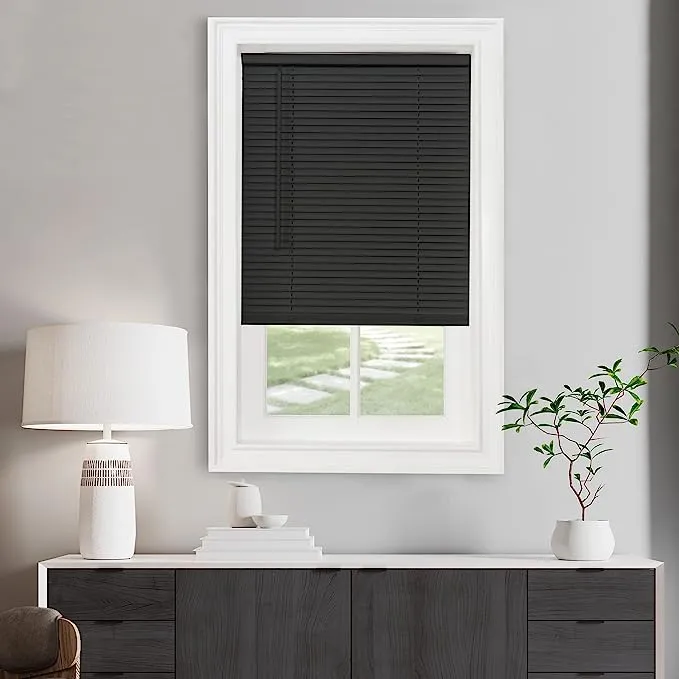 Achim 36 x 48 in. Cordless GII Morningstar 1 in. Light Filtering Mini Blind Black