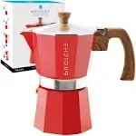 GROSCHE MILANO Stovetop Espresso Maker, Moka Pot 6 Cup in White - GR355