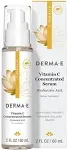 DERMA E Vitamin C Concentrated Serum with Hyaluronic Acid – All Natural, Antioxidant-Rich Concentrated Facial Serum – Firming and Brightening Skin Serum, 2oz